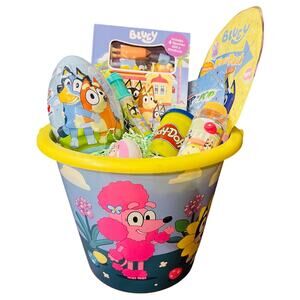 Bluey Large Easter basket bundle Tattle Tails book includes four figurines